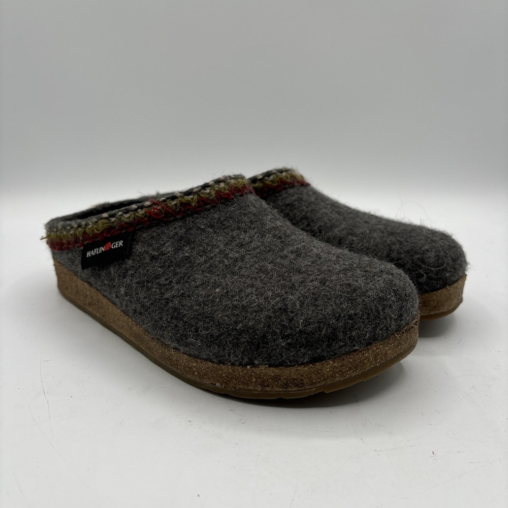 Haflinger Womens Charcoal Gray‎ ZIG ZAG GRIZZLY Wool Clogs Mules SIZE 36 / US 5